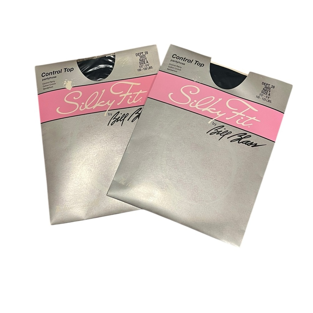 Silky Fit by Bill Blass Control Top Pantyhose 3800 Navy Sz A 5’-5.4’ 100-125 lbs
